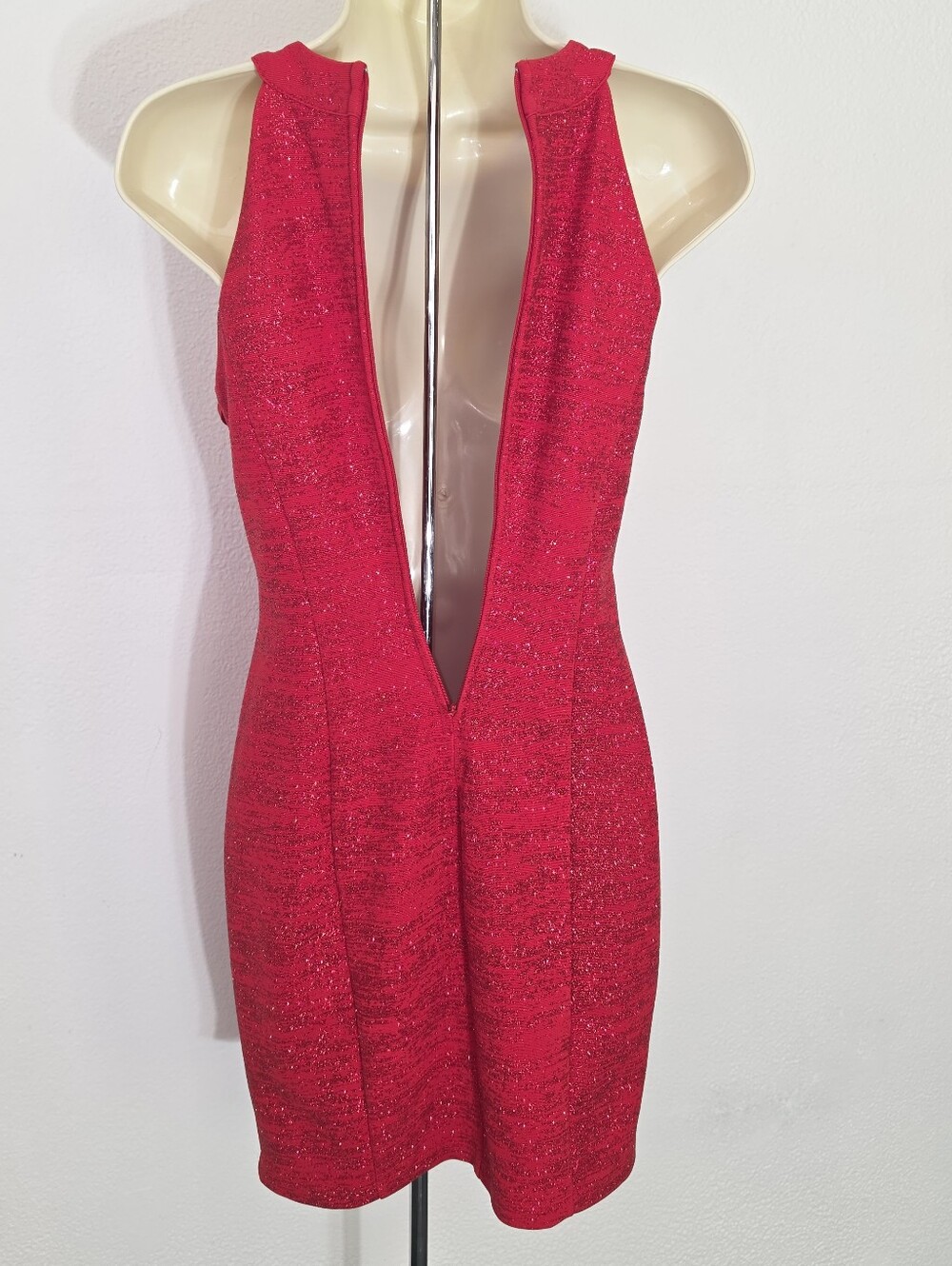 Honey and Rosie Dress Shimmery Halter Neckline Sleeveless Vibrant Red Size S - Picture 11 of 16